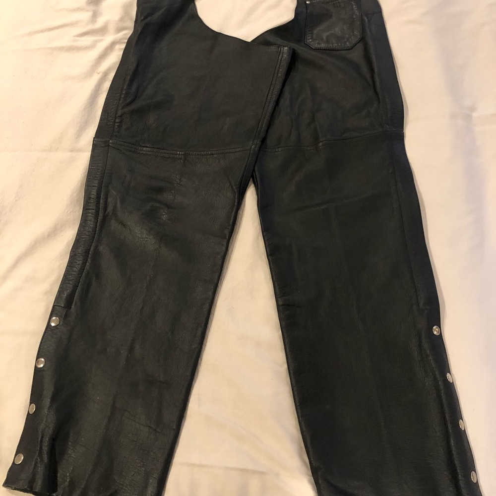 Men’s black leather chaps
